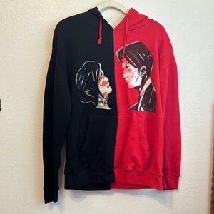 MY CHEMICAL ROMANCE BLACK AND RED SPLIT HOODIE THREE CHEERS FOR SWEET REVENGE